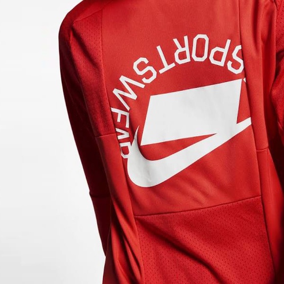 Nike Sportswear Blocked Logo Long Sleeve Jersey Red Men’s Size M NSW AR1960-696 - Picture 15 of 16